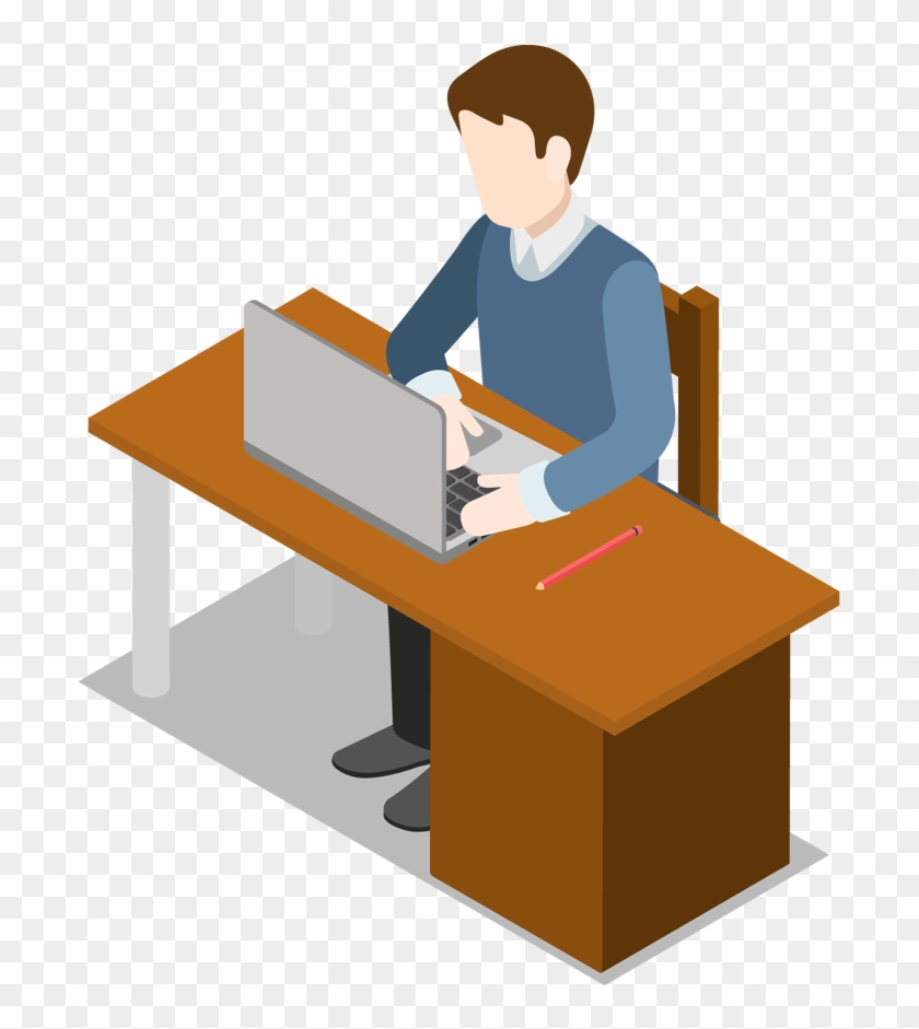 Laptop Clipart Desk Clipart - Man With Laptop Clipart Png #1105678