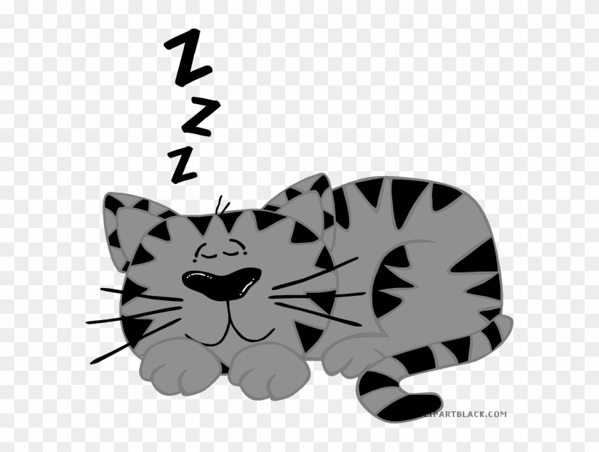 Cat Sleeping Animal Free Black White Clipart Images - Cartoon Cat #1105995