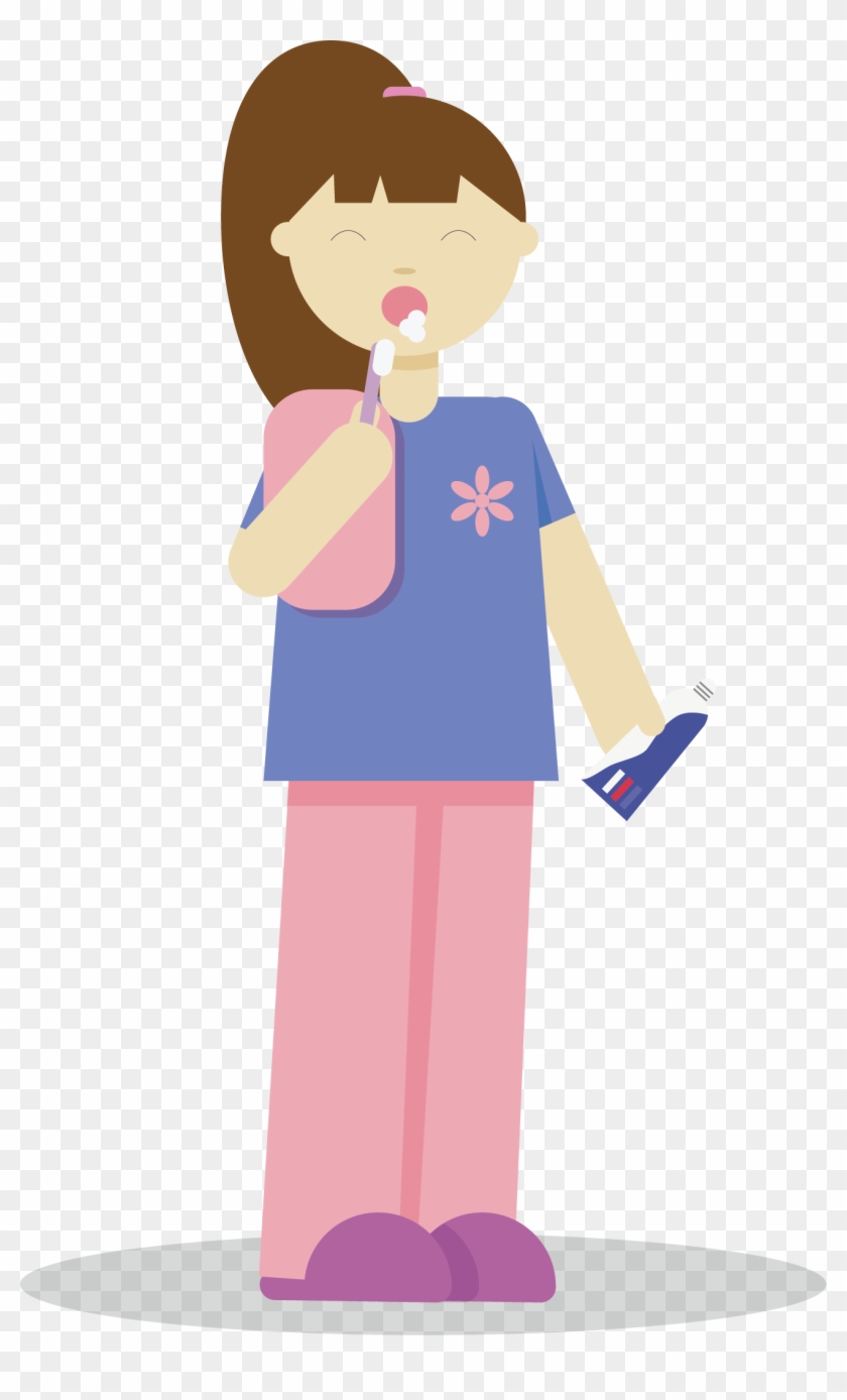 Laborer Adobe Illustrator Woman Illustration - بنت تنظف اسنانها كرتون #1106113