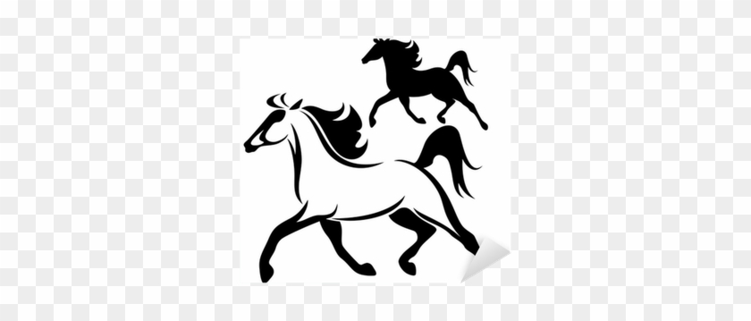 Running Horse Vector Outline And Silhouette Sticker - Vector Graphics #1106911