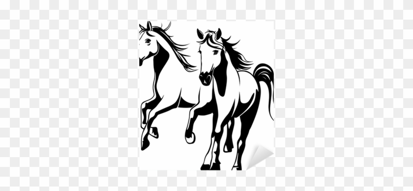 Black And White Vector Illustration Sticker • Pixers® - Horses Black And White Vector #1106960