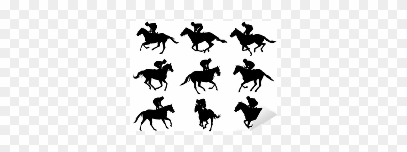Racing Horses And Jockeys Silhouettes - Jockey #1106990