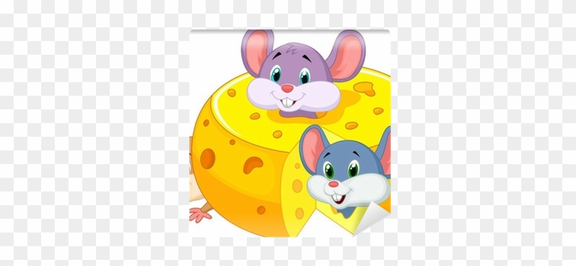 Cartoon Mouse Hiding Inside Cheddar Cheese Wall Mural - Cheddar Cheese #1107061
