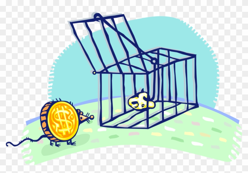Vector Illustration Of Financial Money Trap Cage With - Vector Illustration Of Financial Money Trap Cage With #1107072