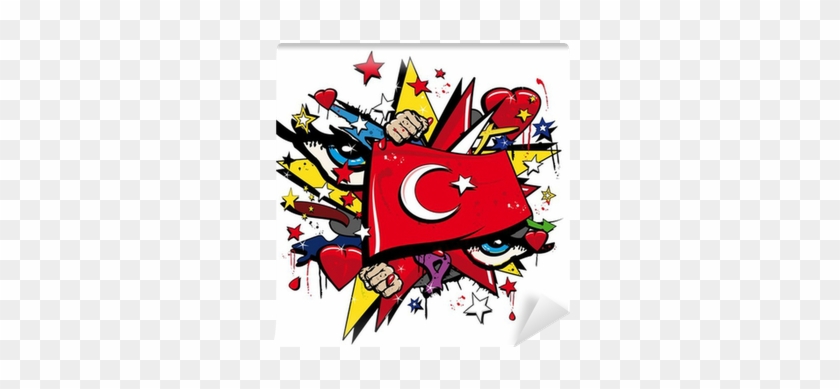 Turkey Flag Graffiti Ottoman Empire Pop Art Illustration - Pop Art Of Canada #1107104