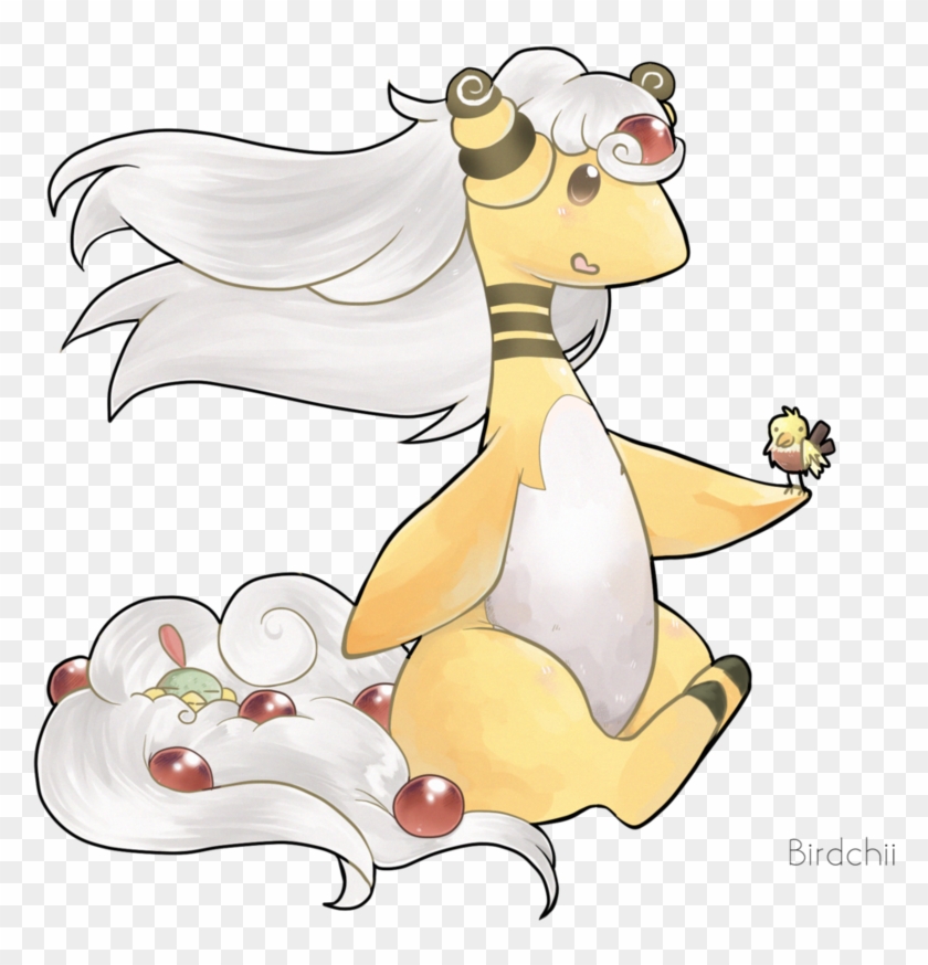 [commission] Mega Ampharos And Birbs By Bird-chii - Cartoon #1107362