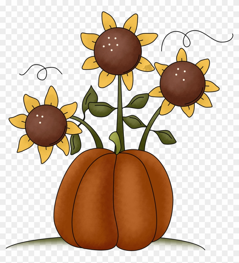 Thanksgiving Pictures Clipart - Sunflowers & Pumpkin Embroidery Design #1107406
