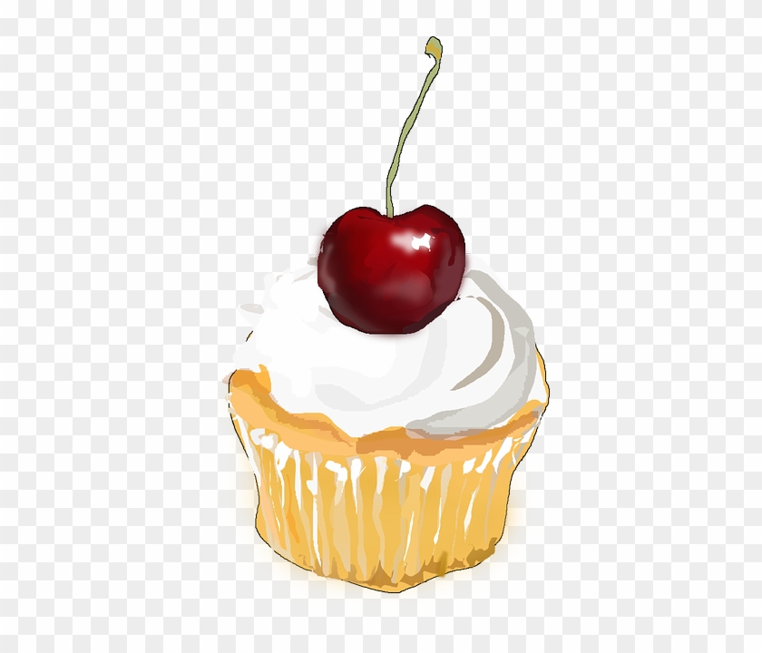 Cupcake, Tartlet, Cherry, Whipped Cream - Clipart Of Cupcakes Transparent #1107759