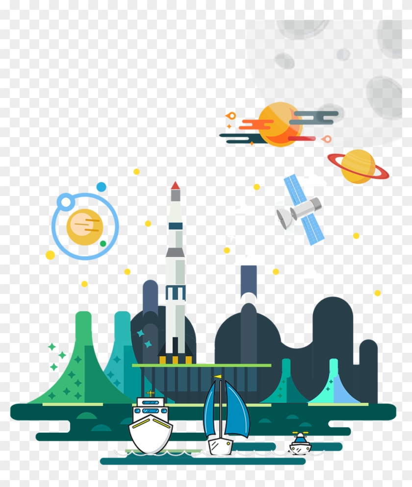 Flat Design Outer Space - Graphic Design #1108046