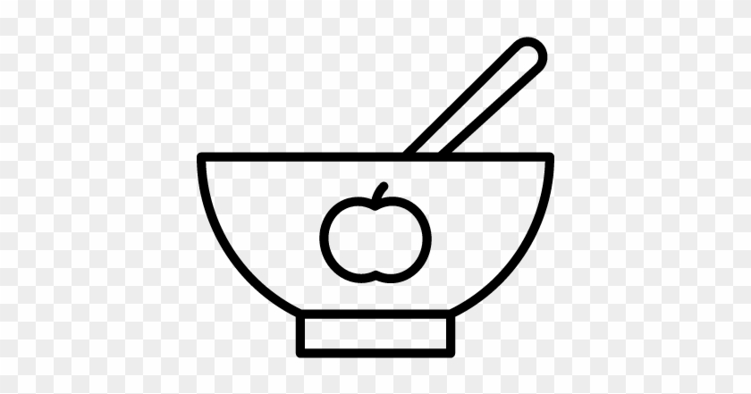 Baby Plate With Apple Drawing Vector - Spoon #1108176
