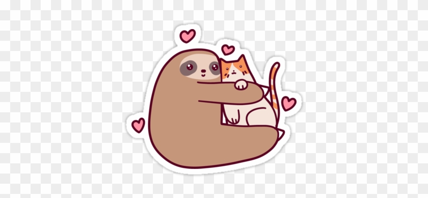 Sloth Loves Cat By Saradaboru Small - Sloth And Cat #1108396