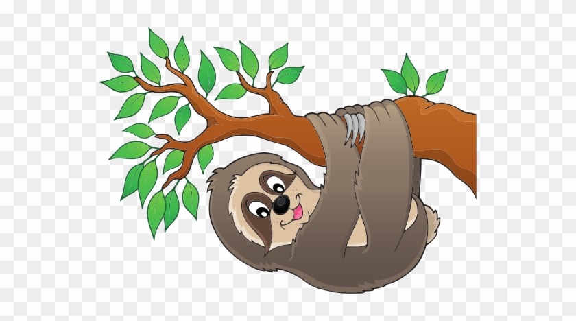 Sloth On Branch Theme Image - Smiling South American Sloths Coloring Book [book] #1108421