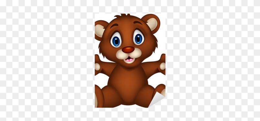 Cute Baby Brown Bear Cartoon Posing Sticker • Pixers® - Baby Bear Cub Cartoon #1108572