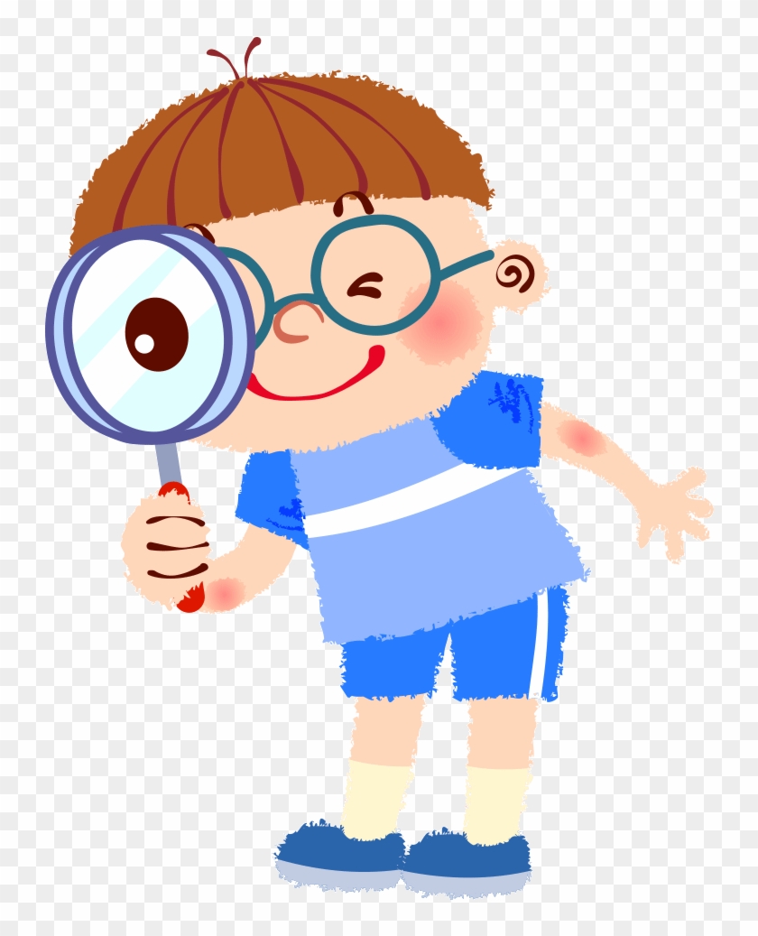 Magnifying Glass Illustration - Boy Maqgnifying Glass Png #1109201