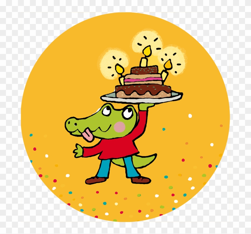 Carole Wey Round Postcard "le Croco Au Gâteau D - Cartoon #1109273