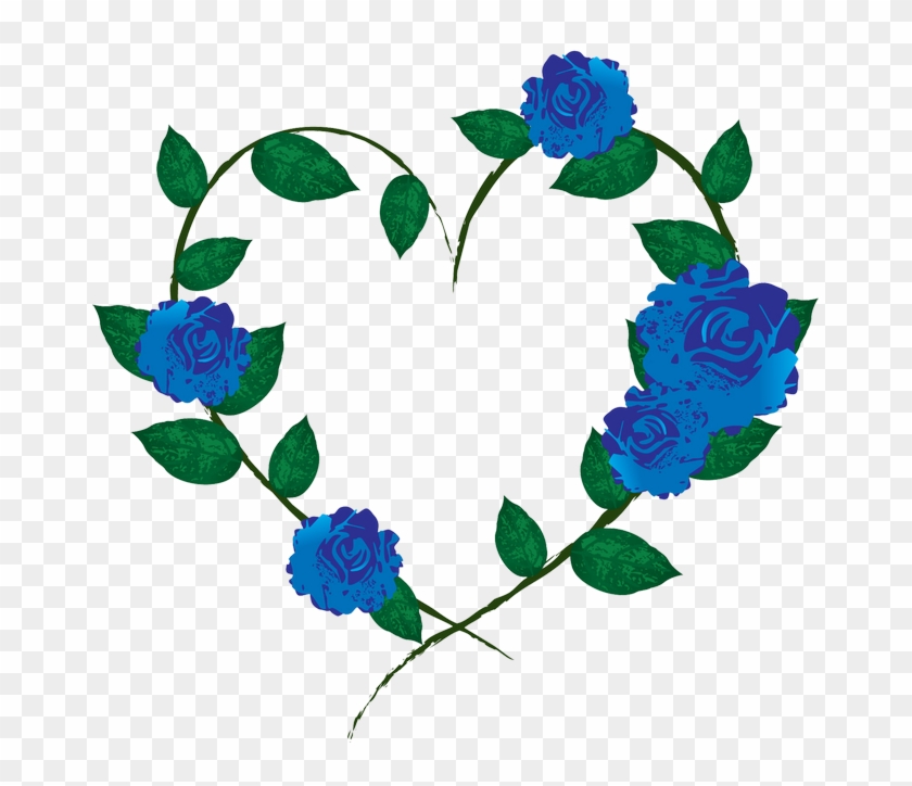 Blue And Green Flower Heart - Blue #1109518