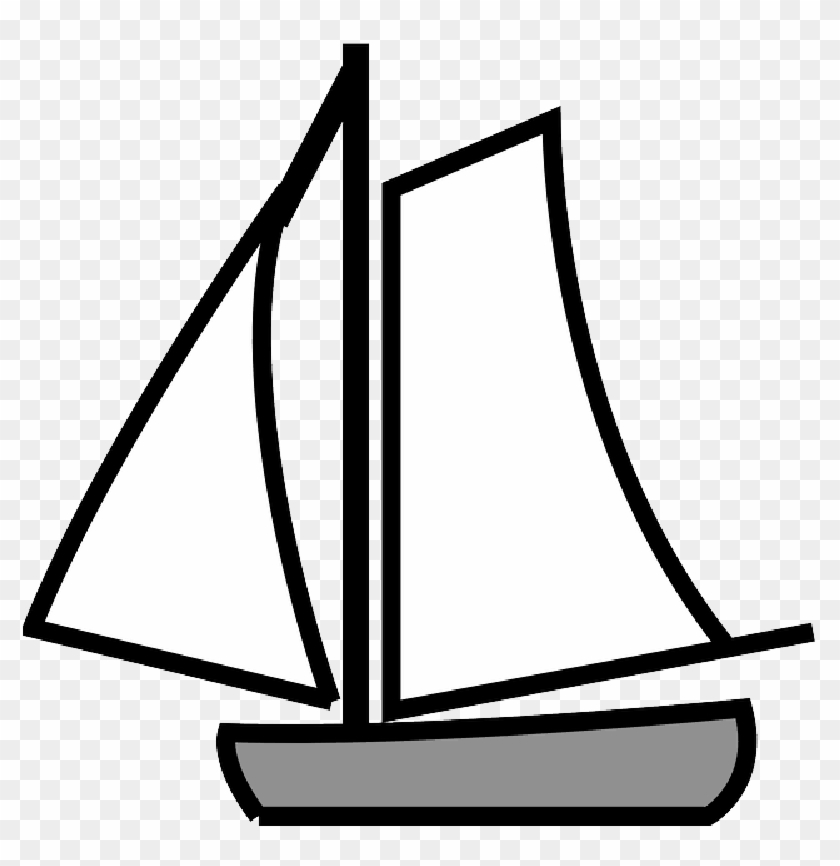 Old, Black, Simple, Outline, - Boat Clip Art #1109773