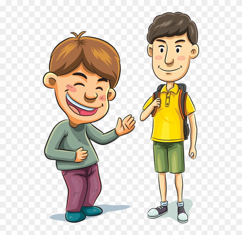 Cartoon Illustration - Laughing Boy - Boy Cartoon Backpackers #1110031