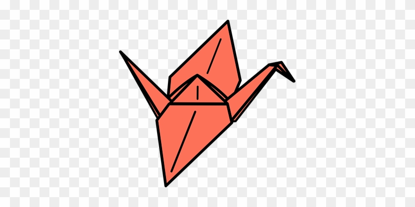 Crane Origami Traditional Red Animal Art C - Origami Crane Clipart #1110099