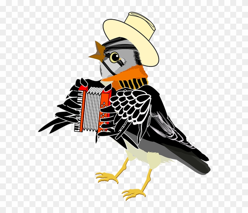 Accordion Sparrow, Bird, Brown, Feather, Hat, Singing, - Wróbel Png #1110106