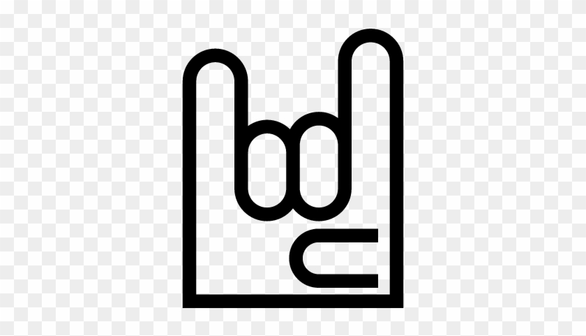 Rock On Hand Gesture Outline Vector - Rectangle Sticker With Logo #1110133