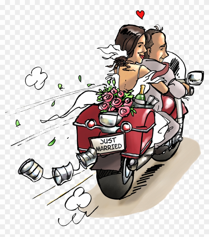 Wedding Invitations - Dessin Maries Sur Moto #1110345