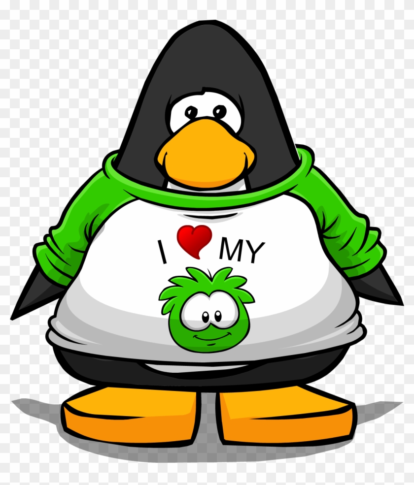 I Heart My Green Puffle T-shirt Pc - Club Penguin Chains #1110896