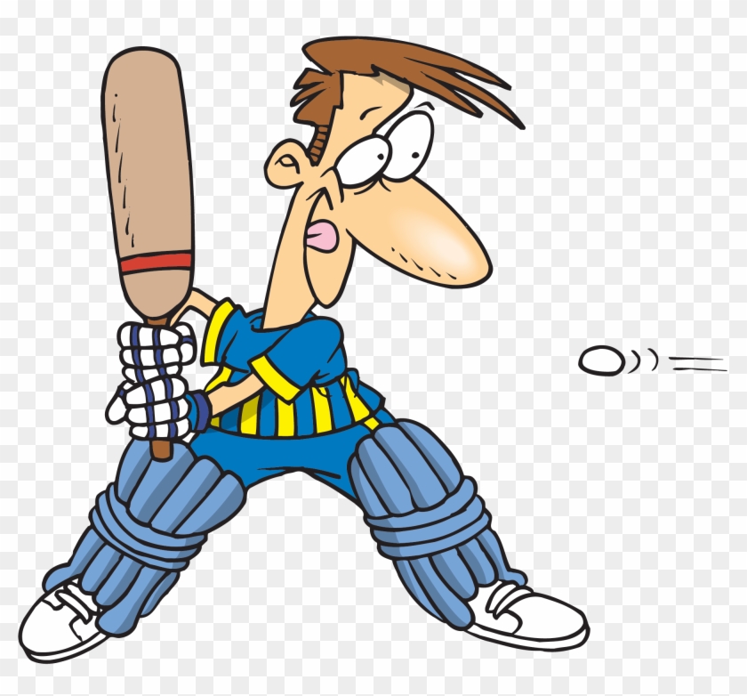 Cricket Cartoon Batting Sport Clip Art - Cartoon Of Someone Playing Cricket #1111602