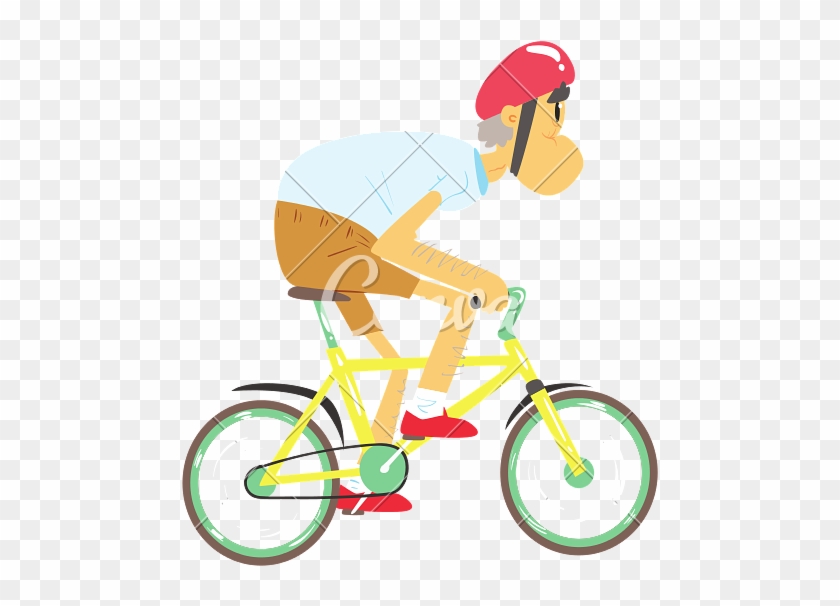 Old Man Riding Bicycle - Vector Graphics #1111839