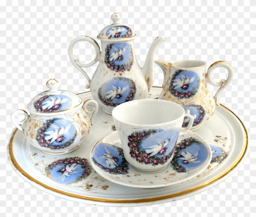 Victorian Porcelain Tea Set Transparent - Tea Cup Set Png #1112180