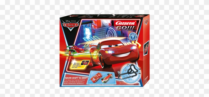 One Side Will Have The Mattel Piston Cup Playset And - Carrera Go Cars Neon Shift 'n Drift 1/43 Race Set 62332 #1112347