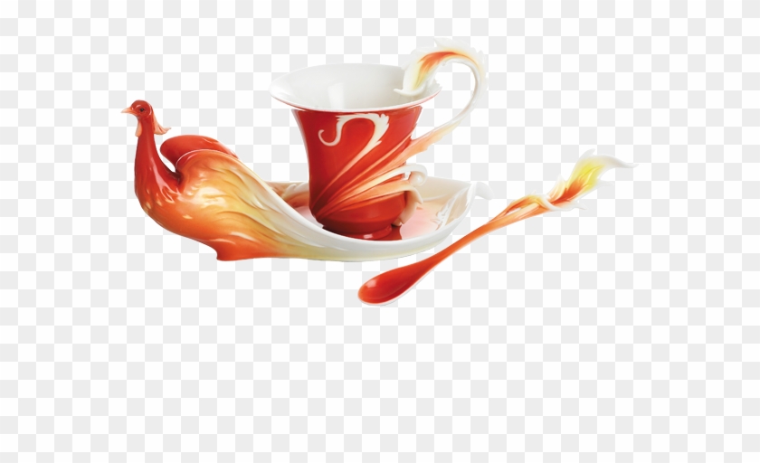 Phoenix In Flight Cup/saucer/spoon Set - Franz Porcelain #1112416
