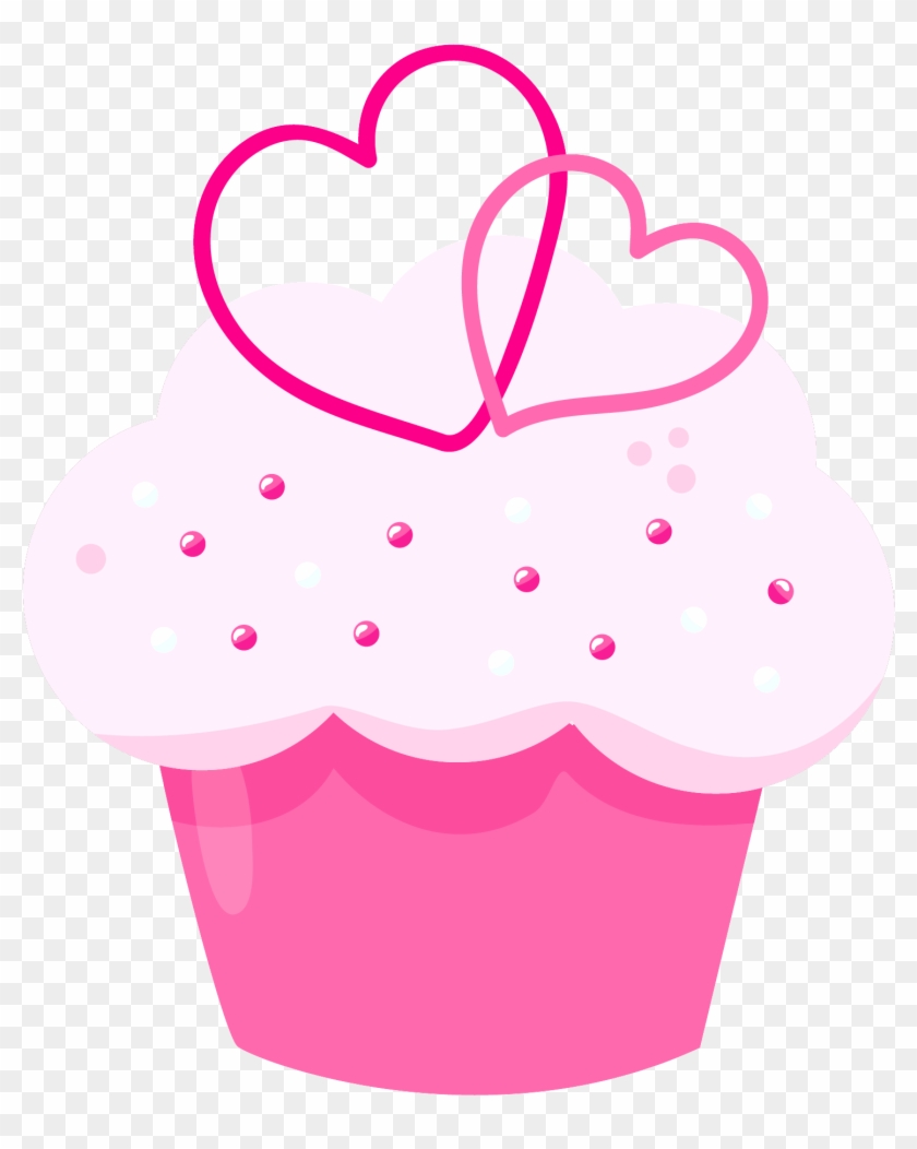 Pink Heart Cupcake - Pink Heart Cupcake #1112593