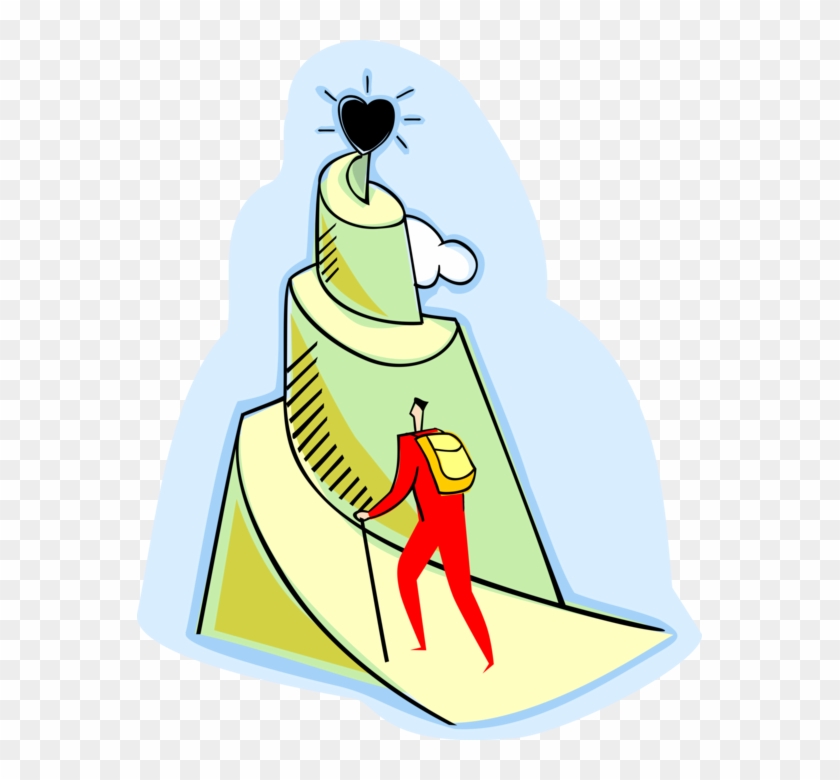 Vector Illustration Of Businessman Climbing Mountain - Necesidades De Autorrealización Animado #1112637
