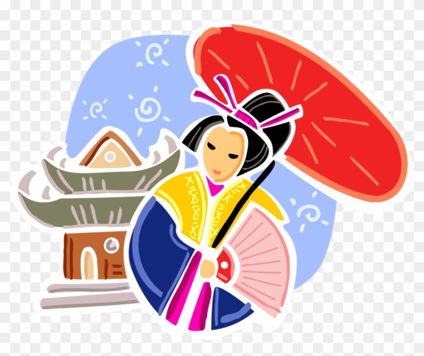 Vector Illustration Of Japan Geisha In Traditional - Vector Illustration Of Japan Geisha In Traditional #1113004