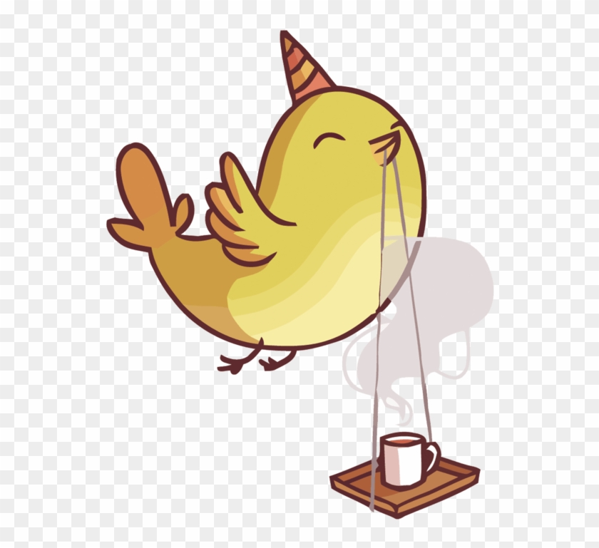 创意可爱童趣卡通手绘泡茶的黄色小鸟模板 - Cuteness #1113343