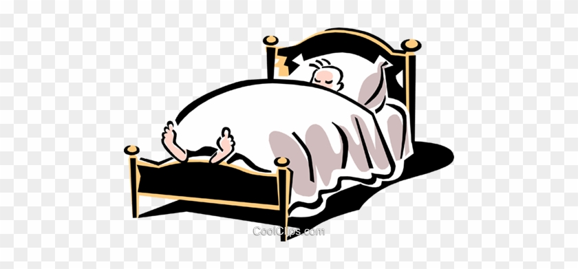 Bed/sleeping Royalty Free Vector Clip Art Illustration - Cartoon Bed Sleepign Person #1113426