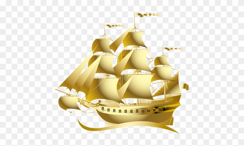 Sailing Ship Clipart Food - Golden Ship Shower Curtain #1113506