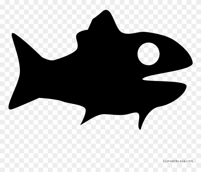 Fish Animal Free Black White Clipart Images Clipartblack - Black Fish Outline Shower Curtain #1113690