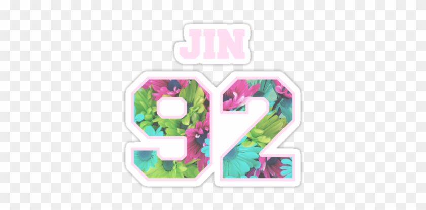 "bts- Jin 92 Line Flower Design" Stickers By - Imagem De Flores Mauspad #1113934