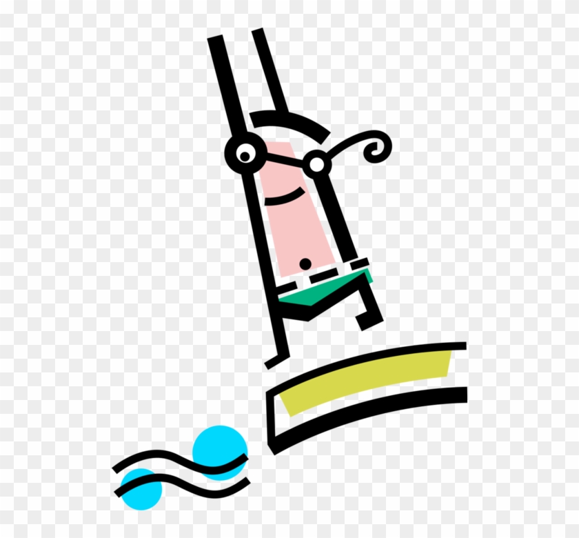 Vector Illustration Of Diver Bounces On Diving Board - Vector Illustration Of Diver Bounces On Diving Board #1114032