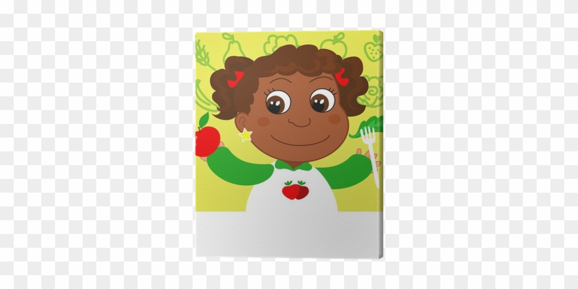 Cuadro En Lienzo La Niña De Frutas Y Verduras, Vector - Stock Illustration #1114791