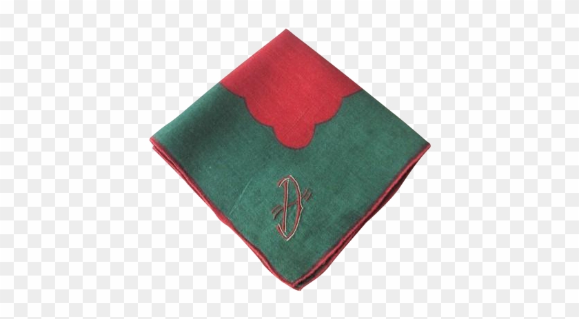 Art Deco Christmas Handkerchief Vintage 1940s Red Green - Placemat #1115361