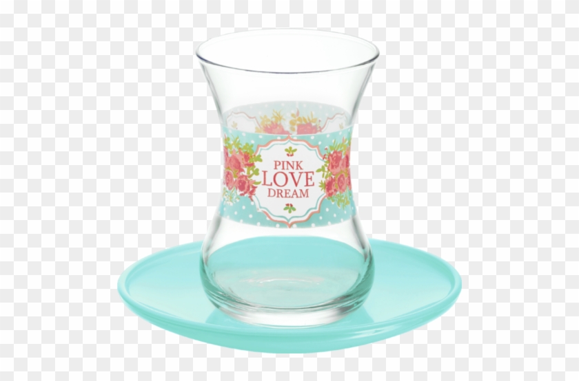 Gürallar Turkish Tea Glass Set Turquoise Love Dream - Saucer #1115492