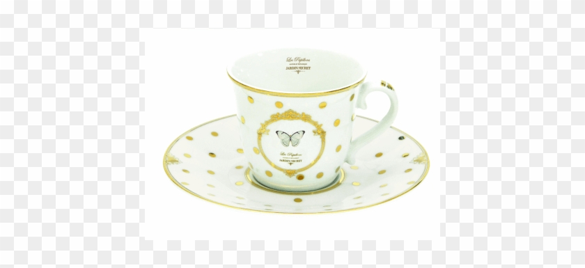 Amazing Glod And White Coffee Cup And Saucers Set Of - Easy Life Dots&cupcakes Teetasse Mit Unterteller #1115518
