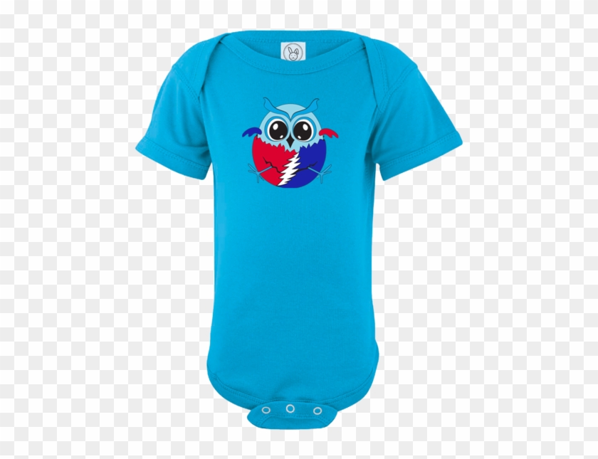 Turquoise Baby Bodysuit With A Light Blue Baby Owl - Congenital Heart Disease Shirt Spread #1115558