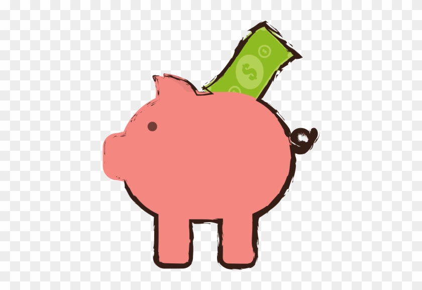 Piggy Bank Money Bill Dollar Sketch - Coin #1115618