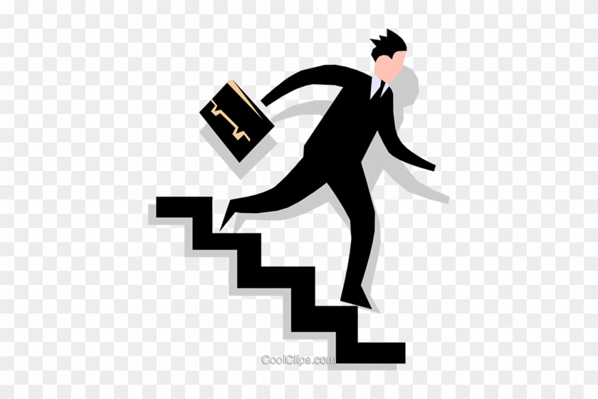 Man Going Down Stairs Royalty Free Vector Clip Art - Go Down Stairs Clipart #1115633