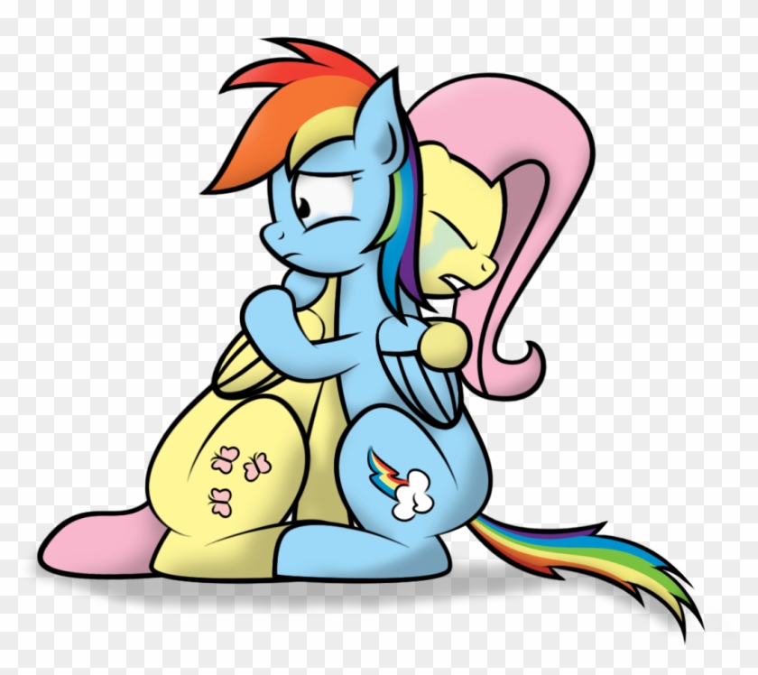 Comforting Hug Cliparts - Fluttershy Hugs Rainbow Dash #1116600