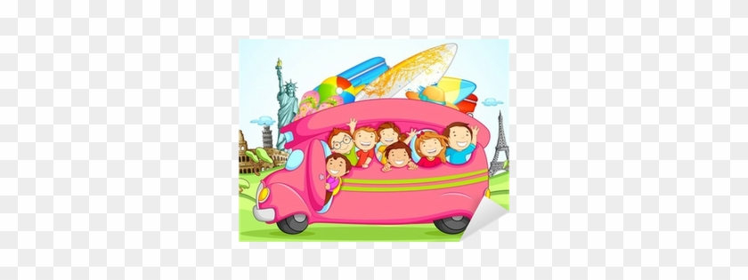 Vector Illustration Of Kids Enjoying School Trip Sticker - Illustration #1116617